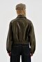 Women's Leather Khaki Color Premium Quality Lined Design Jacket - 4