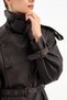 Women's Leather Fabric Premium Quality Lined Belted Design Trench Coat - 6