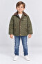 Boy's Velvet Collared Quilted Lined Coat with Zipper Pockets Casual Winter Jacket Gray Khaki Navy Blue - 4