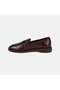 Women's Brown Leather Loafer with Metal Buckle Accessories - 3