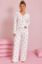 Waffle Knitted Long Sleeve V-Neck Women's Pajama Set - 2
