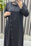 Women's Clothing Plus Size Green Cross Buttoned Crystal Dress - 5