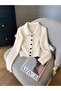 Ribbed Shirt Collar Soft Women's Cardigan