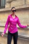 Gathered Front Satin Fuchsia Shirt - 2