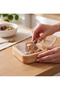 Bamboo Lid Storage Box - Wooden Bread Box with Glass Window - Breakfast Snack Organizer Box