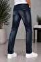 Special Washed Ripped Detailed Slim Fit Narrow Leg Lycra Jeans Premium Design Stretchy Jean Ct1215-Navy Blue - 7