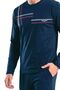 6152 Men's Long Sleeve Crew Neck Pajama Set - Navy Blue - 2