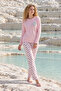 Pink Patterned Berlin Fabric Long Sleeve Pajama Set