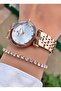 Rose Gold Color Steel Strap Women's Wristwatch – Elegant Round Case Modern Stylish Design – Bracelet Included Gift - 4