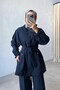Collar Detail Jacketed Suit - Navy Blue - 5