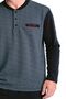 6142 Men's Long Sleeve Buttoned Collar Jacquard Pajama Set-Black - 2