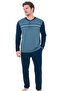 6141 Men's Long Sleeve Crew Neck Pajama Set - Navy Blue