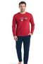 6153 Men's Long Sleeve Crew Neck Pajama Set - Burgundy