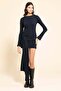 Navy Blue Dress with Front Tie Detail - 4