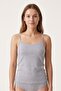 Gray Ribbed String Strap Tank Top