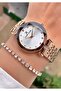 Rose Gold Color Steel Strap Women's Wristwatch – Elegant Round Case Modern Stylish Design – Bracelet Included Gift - 6