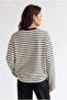 2236 Striped Crew Neck Long Sleeve Oversize Sweatshirt Black - 6