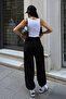 Women's Black Soft Textured Stoppered Barrel Jogger Sweatpants - 7
