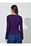 Purple Long Flared Sleeves Wide Neck Knit Top - 5