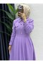 Women's Chic and Elegant Modest Lilac Dress - 2