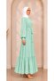Women's Pleated Chiffon Hijab Evening Dress Mint Green - 4