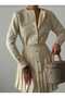 Women's Burgundy Button Detail Cardigan Mini Skirt Knit Set - 3