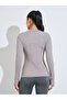 Beige Solid Activewear Quarter-Zip Top With Thumbholes - 4