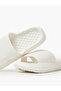 White Textured Open Toe Slides - 3