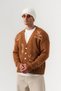 Script Patterned Steel Knitted Buttoned Knitwear Men's Cardigan - 3
