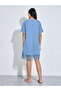Blue Solid Lace Hem Short Sleeves Nightdress - 4
