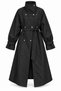High Collar Belted Long Trench Coat with Snap Fasteners - 5