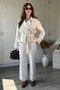 Short Beige Trench Coat with Buttons and Belt - 7