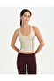 Cream Contrast Ribbed Swimmer Blouse - 4