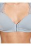 Solid Lace Patchwork Padded Non Wired Bulk Front Regular Bra - 3