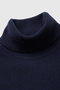 Men's Navy Blue 100% Merino Turtleneck Sweater - 3