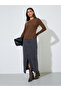 Brown Asymmetric Neck Knit Top - 3