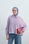 Women's Elasticated Wrists, Balloon Sleeves, Adjustable Waist Shirt, Baby Blue - 2