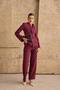 Women's Purple Buttoned Jacket and Trousers Two-Piece Set - 3