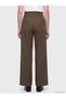 Vizyon New Season Brown Wide Leg Pleated Women's Fabric Trousers - 4