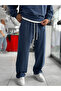 Navy Blue Washed Pipe Leg Sweatpants Tw-7089 - 3