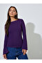 Purple Long Flared Sleeves Wide Neck Knit Top - 3