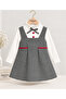 Girl's Ruffle High Collar 2-Piece Dress Set - 3