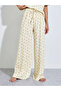 Cream Floral Wide Leg Pajama Set with Ruffle Collar Shirt - 4