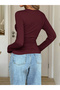 Burgundy Long Sleeve Crew Neck Top - 2