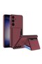 Galaxy S24 Faux Leather Back Surface Omsy Card Holder Silicone Case - 4