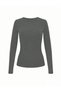 Grey Ribbed Long Sleeve Crew Neck Top - 2