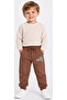 Boys/Girls Winter Written Crocodile Patterned Pocketed Brown Color Sweatpants with Elastic Waist and Ankle Cuffs