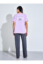 Lilac Bow Print T-Shirt And Grey Solid Wide Leg Pants Pyjama Set - 5