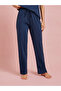 Navy Blue Graphic Print T-Shirt And Solid Straight Leg Pants Pyjama Set - 4