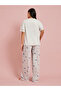 Grey Printed T-Shirt And Wide Leg Pants Pyjama Set - 5